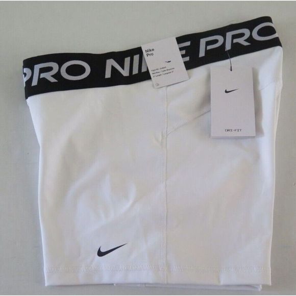 Nike Pro CZ9857 100 Women's Sz XL White/Black 3'' Training Compression Shorts - Picture 3 of 4
